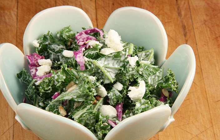 Kale Slaw with Goat Cheese