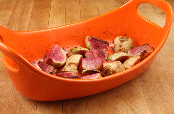 Roasted Watermelon Radishes with Goat Cheese