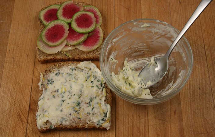 Watermelon Radish Tea Sandwich