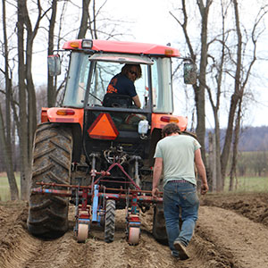 Chris and Nate planting Carrots with our Stanhay Seeders.