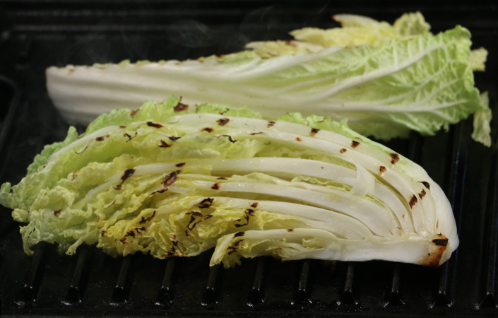 Grilled Napa Cabbage with Peanut Dressing