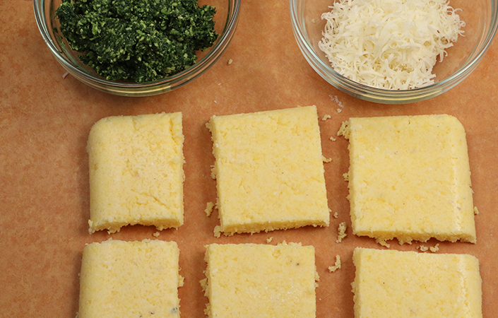 Polenta Squares with Kale Pesto