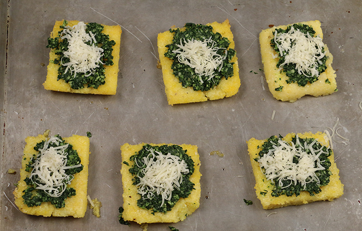 Polenta Squares with Kale Pesto