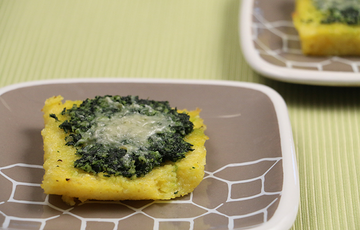 Polenta Squares with Kale Pesto