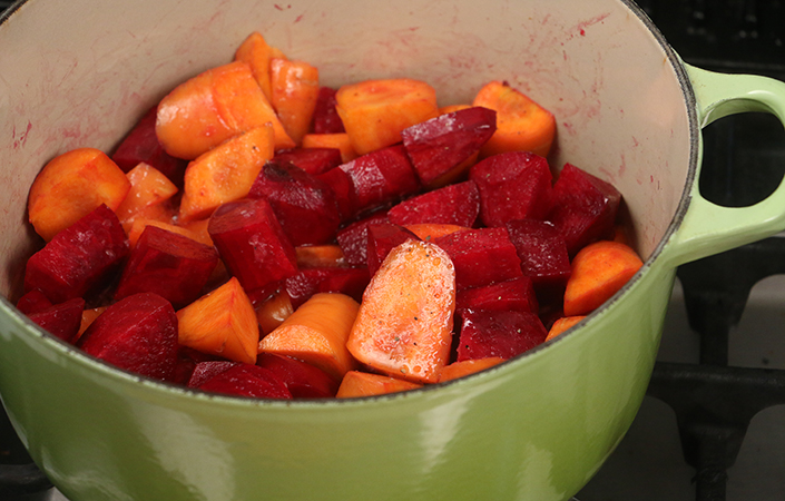 Butter Braised Beets and Carrots by Early Morning Farm CSA