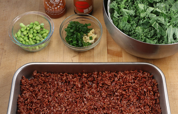 Red Fried Rice with Kale