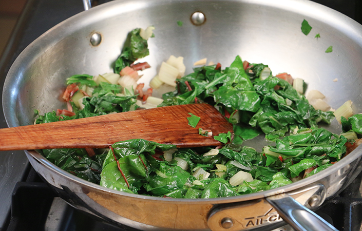 Sauted Swiss Chard with Cranberries & Pumpkin Seeds