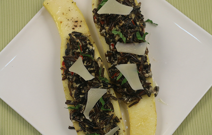 Wild Rice Stuffed Summer Squash