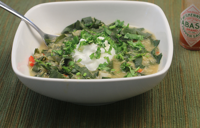 Red Lentil Collard Green Stew