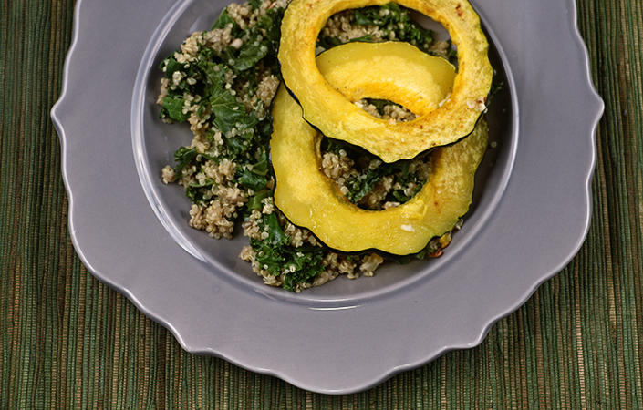Acorn Squash Rings with Kale Quinoa Pilaf