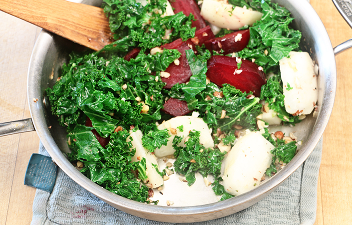 Hakurei Turnip, Beet, & Kale Medley with Hazelnuts