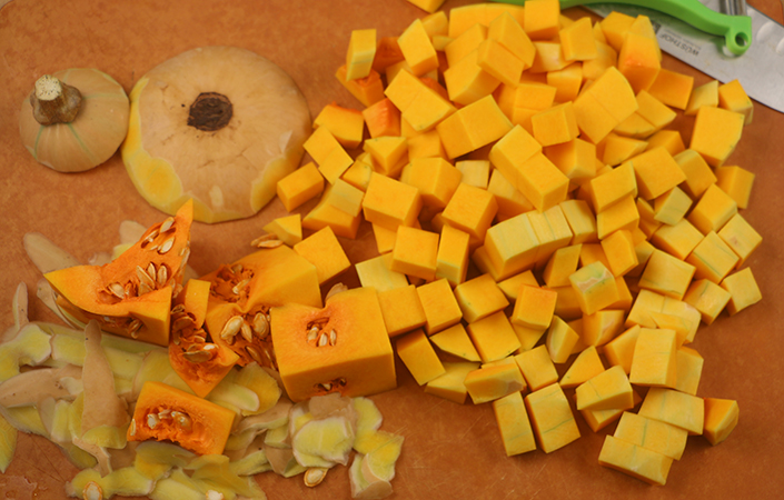 Butternut Squash Tomato Soup with croutons & Goat Cheese