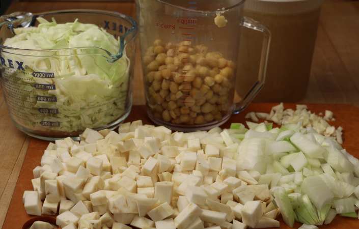 Celeriac & Cabbage Soup with Sausage & Cabbage