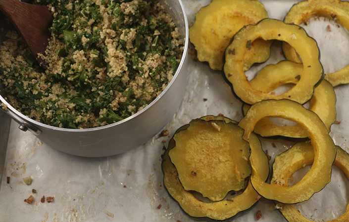 Acorn Squash Rings with Kale Quinoa Pilaf