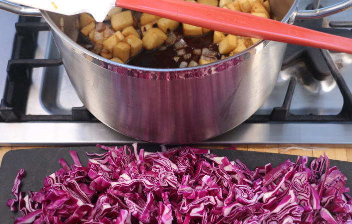 Braised Cabbage & Apples with Bacon