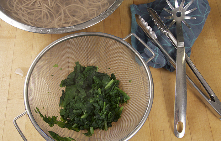 Mustard Greens and Soba Noodles in Miso Dressing