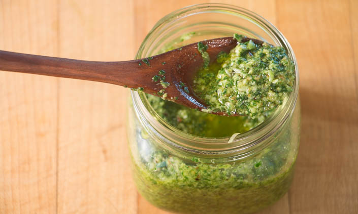Summer Squash Noodles & Arugula Pesto