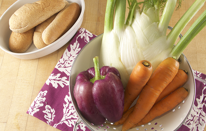 Carrot Hot Dogs with Fennel Pepper Slaw & Buttermilk Dressing