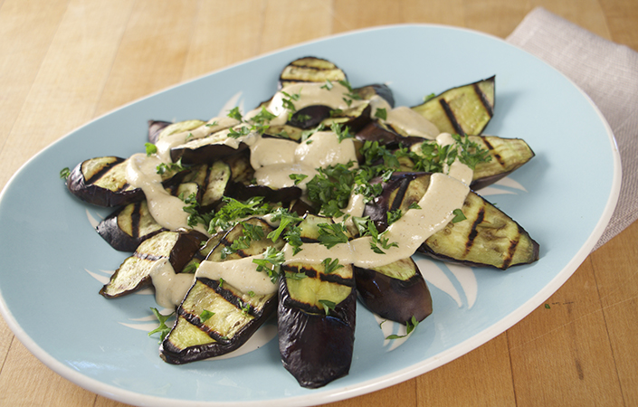 Grilled Eggplant with Tahini Sauce