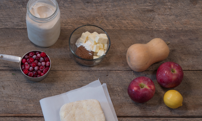 Apple-Cranberry Winter Squash Galette with Cinnamon Ice Cream