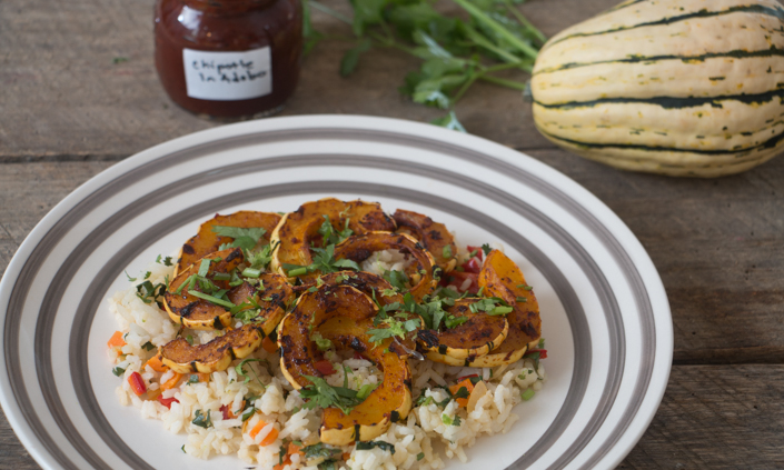 Chipotle Maple Delicata Squash & Cilantro Lime Rice