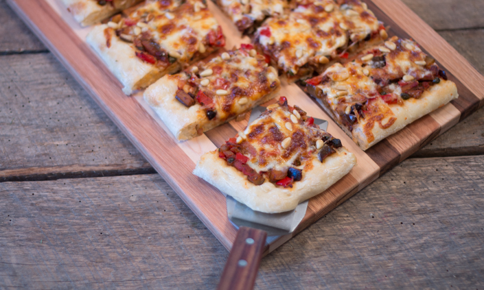 Eggplant Puttanesca Pizza