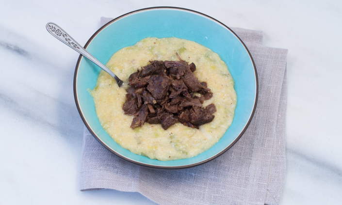 Balsamic Braised Beef Shank with Cheddar Leek Polenta-5