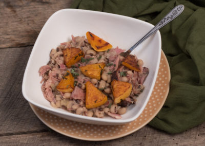 Black Eyed Peas with Sage Roasted Squash & Ham Hock