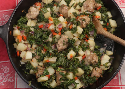 Red Pepper and Potato Hash with Kale