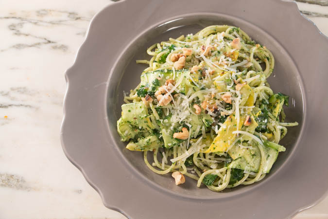 Summer Squash Noodles & Arugula Pesto