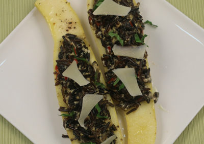 Wild Rice Stuffed Summer Squash