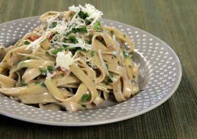 Pasta Carbonara with Goat Cheese