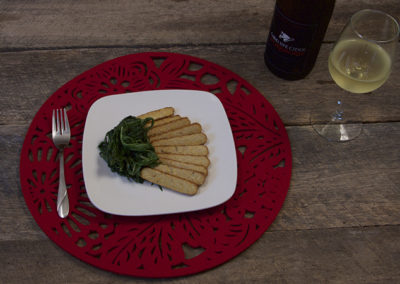 Cider Marinated Tempeh with Wilted Greens
