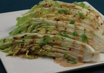 Grilled Napa Cabbage with Peanut Dressing