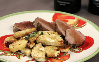 Balsamic Glazed Pork Tenderloin with Black Pepper Tarragon Parsnips
