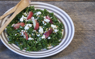 Massaged Kale Salad with Grilled Peaches