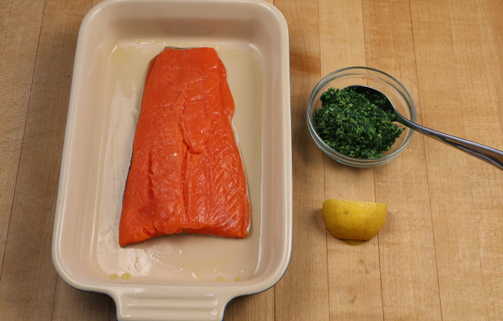 Salmon with Kale Pesto
