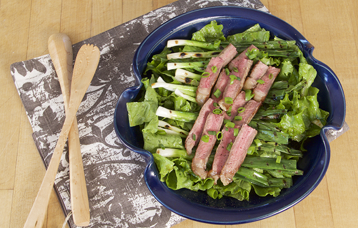 Grilled Scallion & Steak Salad